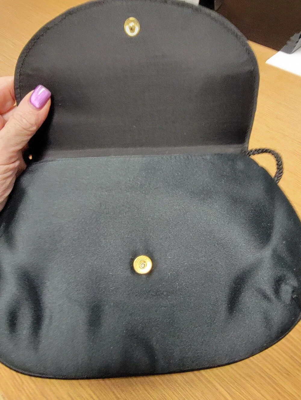 Black Crossbody Evening Bag with Gold Studs